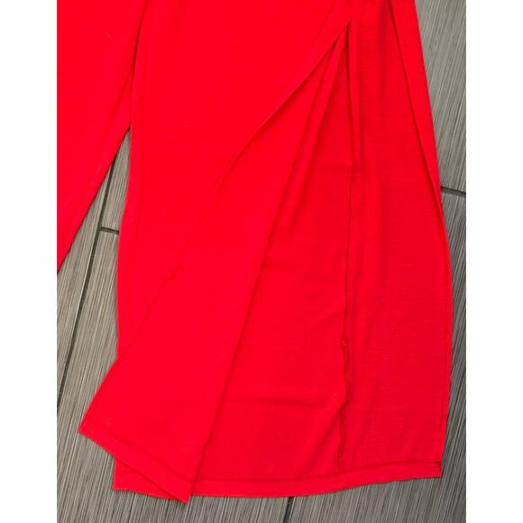 Zara Women’s Red Wide Leg Pant Flowy Side Leg Slits Ties Size Small NWT - Picture 6 of 9